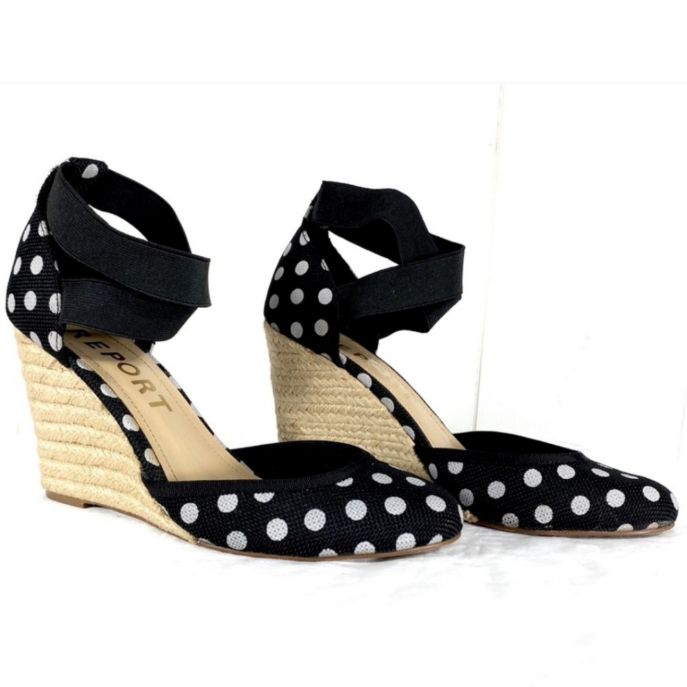 Report Antonella Polka Dot Espadrille Wedge